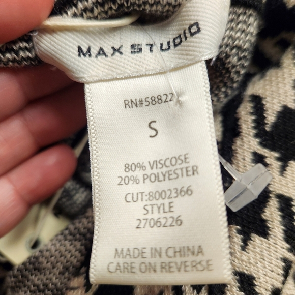 Max Studio Vintage Knit Black Houndstooth Unconstructed Blazer In Cream Black S. - Picture 10 of 16